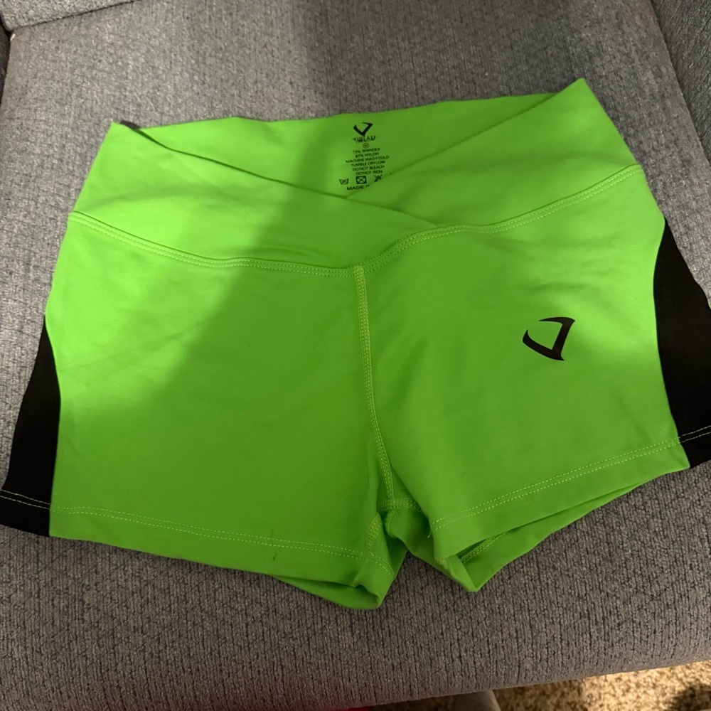 Violate The Dress Code Green and Black Athletic Shorts with Compression Fit